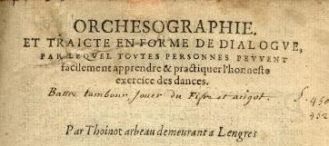 Orchésographie d'Arbeau,1589